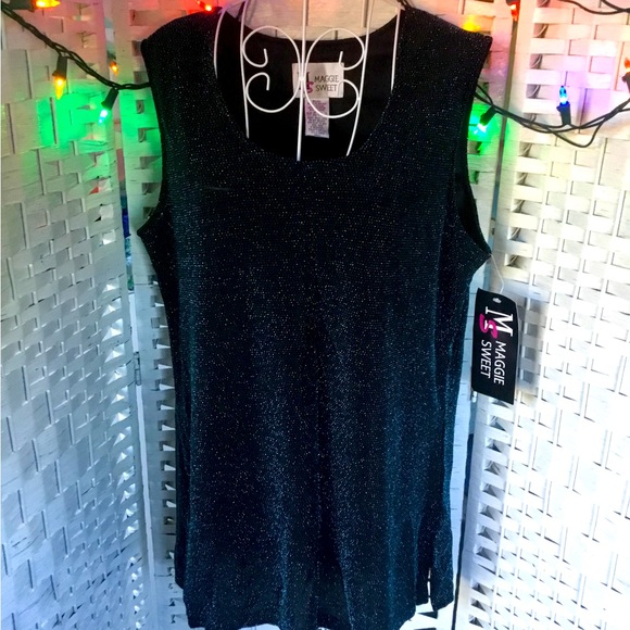 Maggie Sweet Tops - 🎄Maggie Sweet Black & Green Sparkly Tank Top S Small 💚NWT💚 🎄